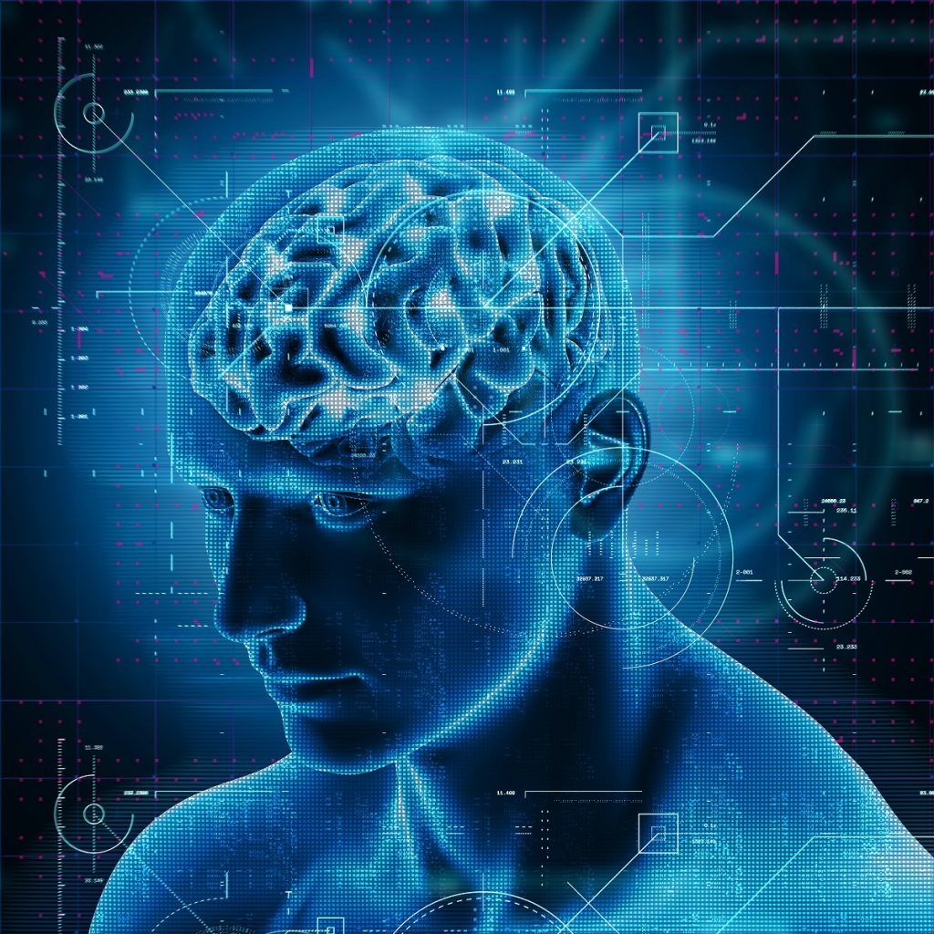 Diseno Tecnologia Medica 3d Sobre Figura Masculina Cerebro Resaltado